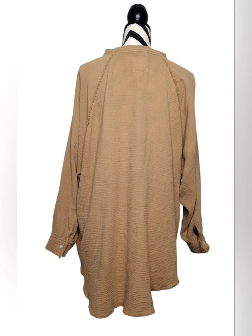 Aerie Pool to Party Cotton Gauzy Sz L Neutral Beachy Coverup Button Front Shirt - Picture 3 of 16